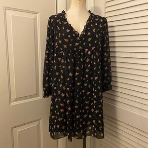 Forever 21 Black Floral Mini Dress- Size Large
